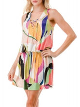 Load image into Gallery viewer, Smock Waist Lace-Up Dress - Multi FINAL SALE
