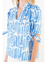 Load image into Gallery viewer, Abstract V-neck Top - Blue
