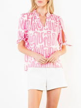 Load image into Gallery viewer, Abstract V-neck Top - Pink
