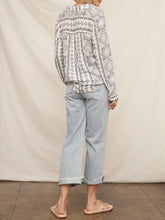 Load image into Gallery viewer, Bandana Print Long Sleeve Top - White/Navy
