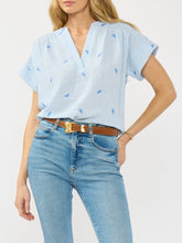 Load image into Gallery viewer, Cap Sleeve Pinstripe Top - Light Blue
