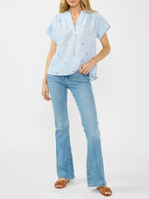 Load image into Gallery viewer, Cap Sleeve Pinstripe Top - Light Blue
