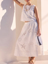 Load image into Gallery viewer, Embroidered Eyelet Maxi Skirt - White
