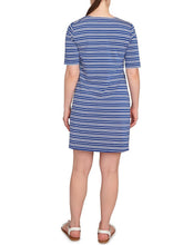 Load image into Gallery viewer, Striped Embroidered Neckline Dress - Blue Multi FINAL SALE
