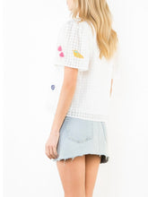 Load image into Gallery viewer, Embroidered V-Neck Top - White
