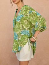 Load image into Gallery viewer, Feels Like Summer Buttondown - Green/Turq
