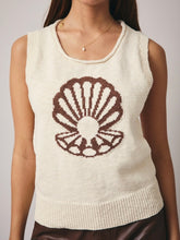 Load image into Gallery viewer, Sleeveless Shell Intarsia Sweater - Cream

