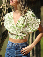 Load image into Gallery viewer, Leaf Print Top - Green/Ivory FINAL SALE
