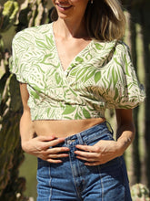 Load image into Gallery viewer, Leaf Print Top - Green/Ivory FINAL SALE
