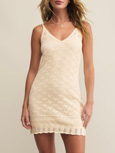 Load image into Gallery viewer, Charmer Crochet Mini Dress - Sea Salt FINAL SALE
