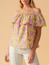 Load image into Gallery viewer, Print Off Shoulder Top - Lime FINAL SALE
