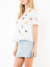 Load image into Gallery viewer, Embroidered V-Neck Top - White
