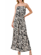 Load image into Gallery viewer, Strapless Jumpsuit - Black/White/Blush
