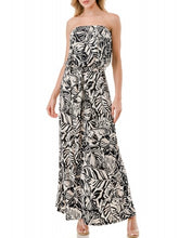 Load image into Gallery viewer, Strapless Jumpsuit - Black/White/Blush
