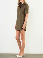 Load image into Gallery viewer, Short Sleeve Suede Dress - Olive FINAL SALE
