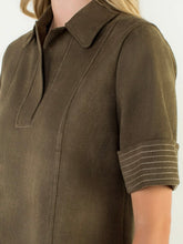 Load image into Gallery viewer, Short Sleeve Suede Dress - Olive FINAL SALE
