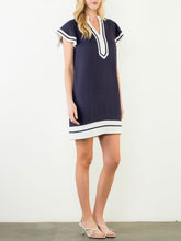 Load image into Gallery viewer, Flutter Sleeve Dress - Navy/White
