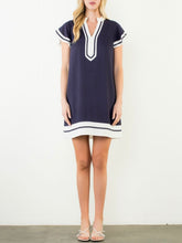 Load image into Gallery viewer, Flutter Sleeve Dress - Navy/White
