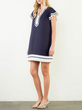 Load image into Gallery viewer, Flutter Sleeve Dress - Navy/White
