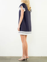Load image into Gallery viewer, Flutter Sleeve Dress - Navy/White
