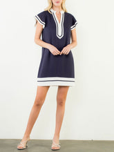 Load image into Gallery viewer, Flutter Sleeve Dress - Navy/White
