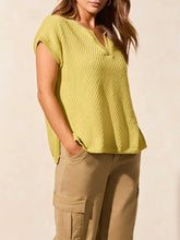 Load image into Gallery viewer, Split Neck Cap Sleeve Sweater - Starfruit FINAL SALE
