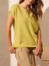 Load image into Gallery viewer, Split Neck Cap Sleeve Sweater - Starfruit FINAL SALE
