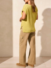 Load image into Gallery viewer, Split Neck Cap Sleeve Sweater - Starfruit FINAL SALE
