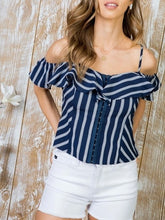 Load image into Gallery viewer, Ruffle Cami with Front Hooks - Navy FINAL SALE
