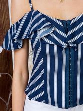 Load image into Gallery viewer, Ruffle Cami with Front Hooks - Navy FINAL SALE
