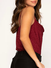 Load image into Gallery viewer, Jacquard Cowl Bodysuit - Wine FINAL SALE

