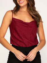 Load image into Gallery viewer, Jacquard Cowl Bodysuit - Wine FINAL SALE
